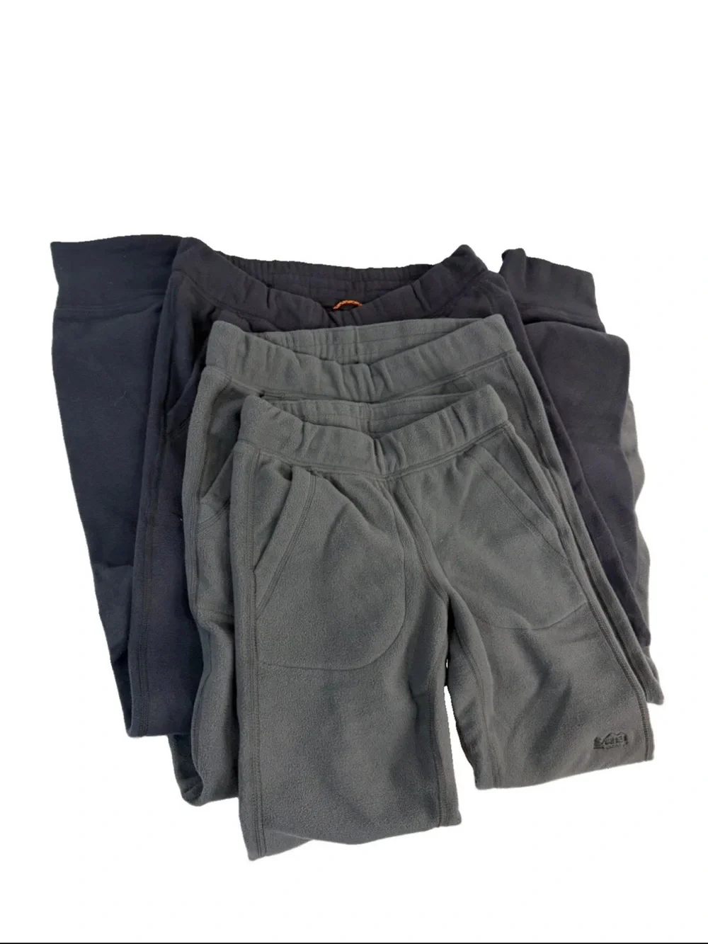 REI Co op Lot of 3 Fleece Jogger Pants Gray Pull On Sweatpants Pockets XS, M, L